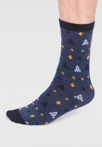 salas organic cotton rocket socks slate blue 7-11