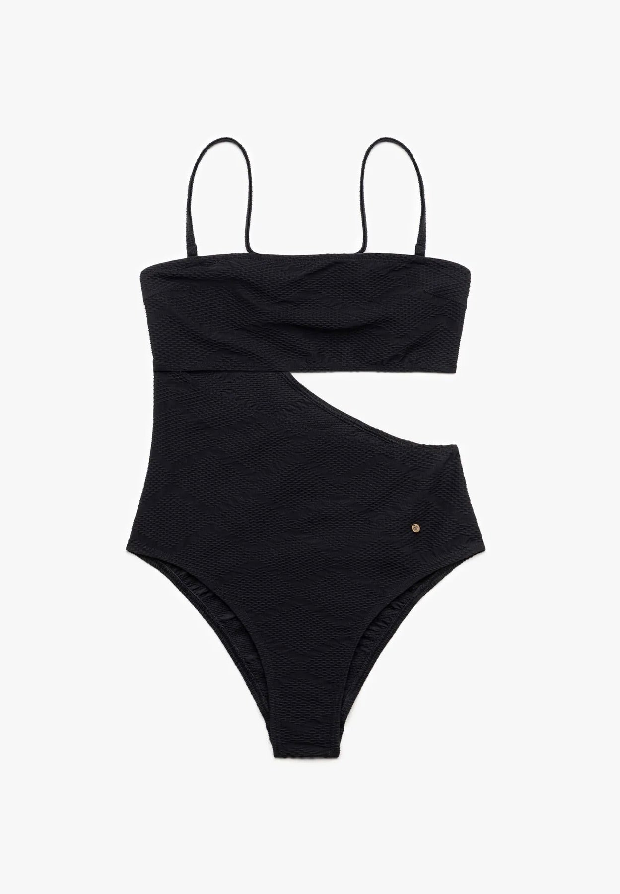 swimsuit asymmetric hibisco black structure