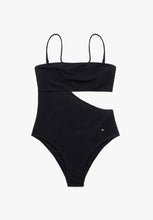 Lade das Bild in den Galerie-Viewer, swimsuit asymetrisch hibisco black structure