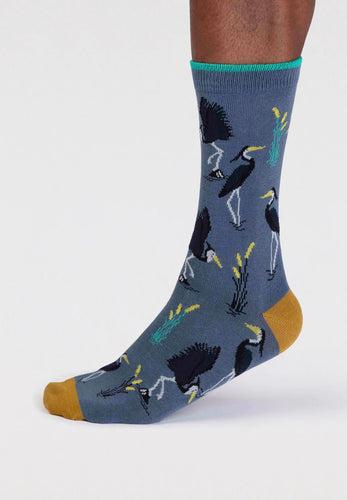 gino heron bird socks misty blue 42-46 (7-11)