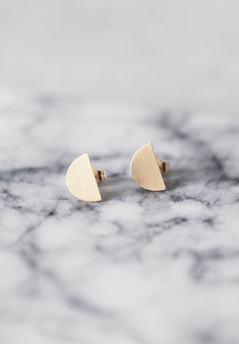 gold plated ear studs moon